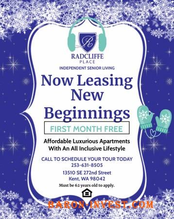 1x1-Lease Today Before Specials Melt Away- Senior Living 62+