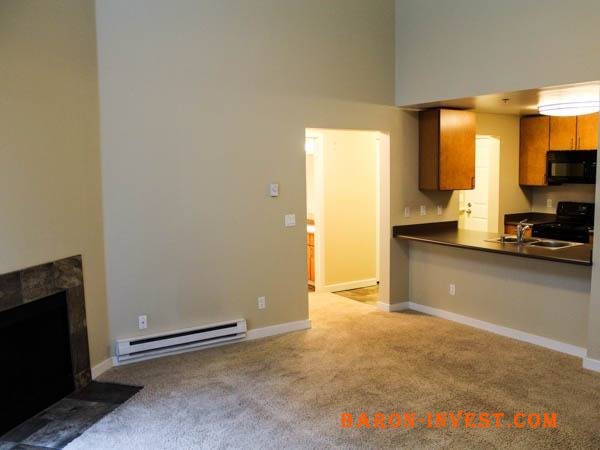 Cozy fireplace, Very tall ceiling, Modern kitchen, Large 2BR 2BA apt